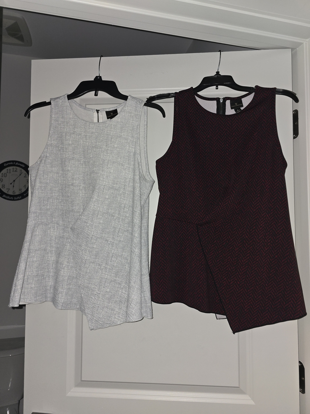 Sleeveless Asymmetric Peplum Top - Burgundy